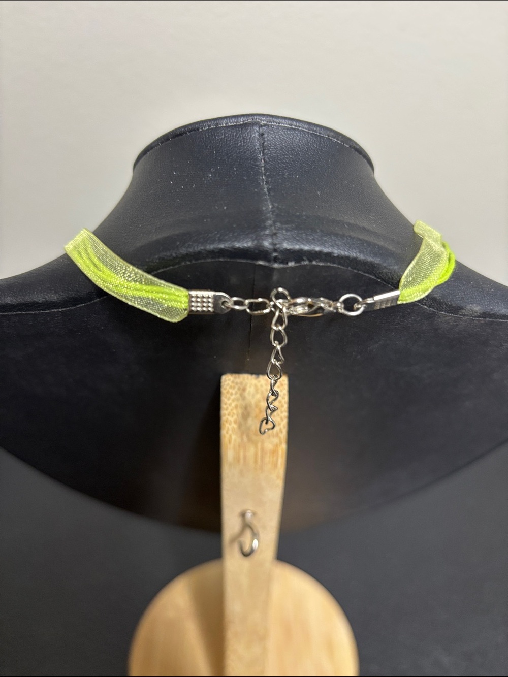 Handmade Turquoise Lime Dichroic Glass Pendant Necklace - Picture 4 of 9